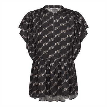 Co Couture LogoCC Line Frill Top Black 35474 